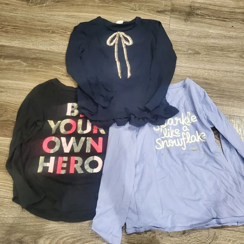 Girls Long Sleeve Shirts Size 10 Zara Long Sleeve Tees Black, Navy, Light Purple